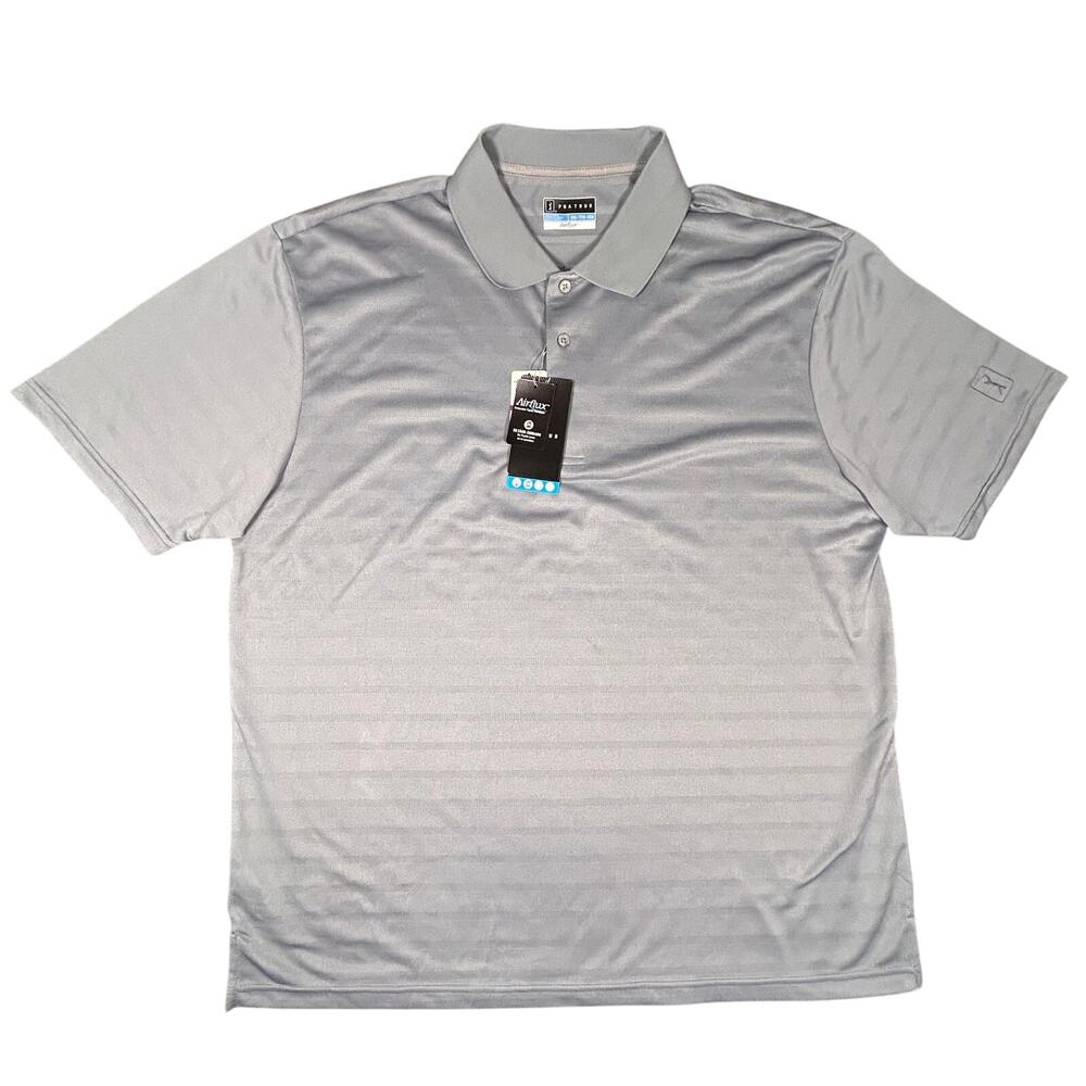 PGA Tour Airflux Polo Men's XXL Gray Sunflux Stretchy Performance Shirt New